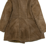 Womens Overcoat Jacket Brown Leather S