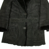 Womens Overcoat Jacket Black Leather M