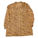 Womens Printed Shirt Brown Collared 3/4 Sleeve Floral L