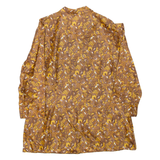 Womens Printed Shirt Brown Collared 3/4 Sleeve Floral L