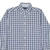 TOMMY HILFIGER Mens Shirt Blue Check Long Sleeve S