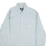 CHAPS Stretch Oxford Mens Shirt Green Check Long Sleeve M