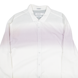 CALVIN KLEIN Classic Fit Mens Shirt Purple Striped Long Sleeve XL