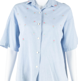 Womens Shirt Blouse Blue Collared Floral M