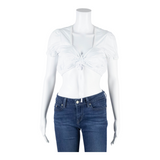 FUCHS Womens Cropped Top White Crew Neck M