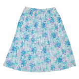 ANDREA GAYLE Womens Pleated Skirt Blue Midi 90s Floral M