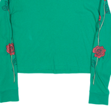 HOLLISTER Cropped Graphic Tee Womens T-Shirt Green Long Sleeve XS