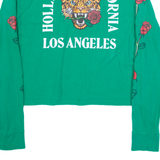 HOLLISTER Cropped Graphic Tee Womens T-Shirt Green Long Sleeve XS