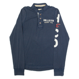 HOLLISTER Mens Polo Shirt Blue Long Sleeve S