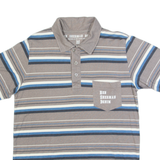 BEN SHERMAN Mens Polo Shirt Grey Striped M