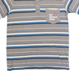 BEN SHERMAN Mens Polo Shirt Grey Striped M
