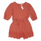 ANTHROPOLOGIE Belted Womens Playsuit Pink Straight UK 6