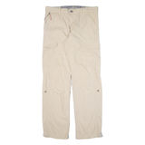 Cargo Mens Trousers Cream Relaxed Straight W33 L33