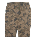 FSBN Camo Cargo Mens Trousers Brown Regular Tapered W32 L23