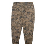 FSBN Camo Cargo Mens Trousers Brown Regular Tapered W32 L23