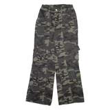 Camo Cargo Womens Trousers Green Regular Wide-Leg W26 L30
