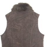 YESSICA Faux Fur Womens Gilet Brown Leather UK 14
