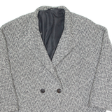 Womens Overcoat Jacket Black Wool 90s Houndstooth UK 20