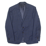 HUGO BOSS Slim Fit Mens Blazer Jacket Blue Wool 90s Check L
