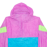 DEBEL Mens Anorak Jacket Pink Nylon 90s Hooded Colourblock S