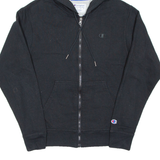 CHAMPION Mens Black Hoodie Full Zip S