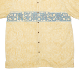 GO BAREFOOT Mens Hawaiian Shirt Yellow Crazy Pattern XL