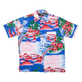 VAN CORT Mens Hawaiian Shirt Blue Floral M