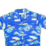 SHORELINE HAWAII Mens Hawaiian Shirt Blue Crazy Pattern M