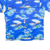 SHORELINE HAWAII Mens Hawaiian Shirt Blue Crazy Pattern M