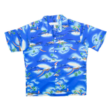 SHORELINE HAWAII Mens Hawaiian Shirt Blue Crazy Pattern M