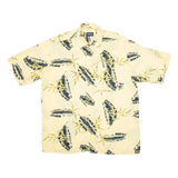 PURITAN Mens Hawaiian Shirt Yellow Silk Crazy Pattern M