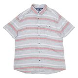 TOMMY HILFIGER Mens Shirt Grey Striped 2XL