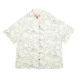 CARIBBEAN JOE Mens Hawaiian Shirt White Crazy Pattern L