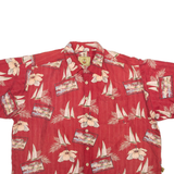JOE MARLIN Mens Hawaiian Shirt Red Floral 2XL
