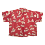 JOE MARLIN Mens Hawaiian Shirt Red Floral 2XL