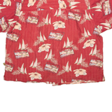 JOE MARLIN Mens Hawaiian Shirt Red Floral 2XL
