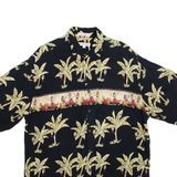 PIERRE CARDIN Mens Hawaiian Shirt Black Floral L