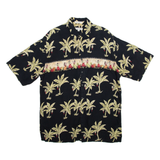 PIERRE CARDIN Mens Hawaiian Shirt Black Floral L