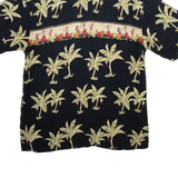 PIERRE CARDIN Mens Hawaiian Shirt Black Floral L