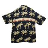 PIERRE CARDIN Mens Hawaiian Shirt Black Floral L