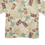 CAMPIA Mens Hawaiian Shirt Brown Floral L