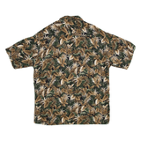VAN HEUSEN Washable Rayon Mens Hawaiian Shirt Brown Floral L