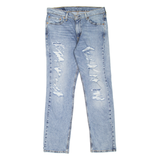 LEVI'S 511 Jeans Distressed Mens Blue Slim Straight Stone Wash W33 L30