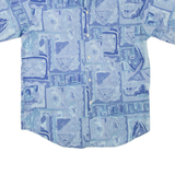 GIOTTO Mens Shirt Blue 90s Crazy Pattern L