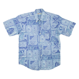 GIOTTO Mens Shirt Blue 90s Crazy Pattern L