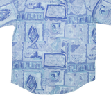 GIOTTO Mens Shirt Blue 90s Crazy Pattern L