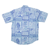 GIOTTO Mens Shirt Blue 90s Crazy Pattern L