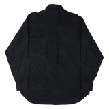 PLOT Mens Shirt Black 90s Floral Long Sleeve S