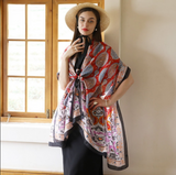 Anyyou 100% Mulberry Silk Rose Red Scarf Women Luxury Long Shawl – Beach Wear, Swimwear Cover Up, Pashmina Foulard Fashion Accessory