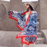 Anyyou 100% Mulberry Silk Dark Blue Long Scarf for Women Luxury Beach Shawl Swimwear Cover-Up Pashmina Wrap Foulard